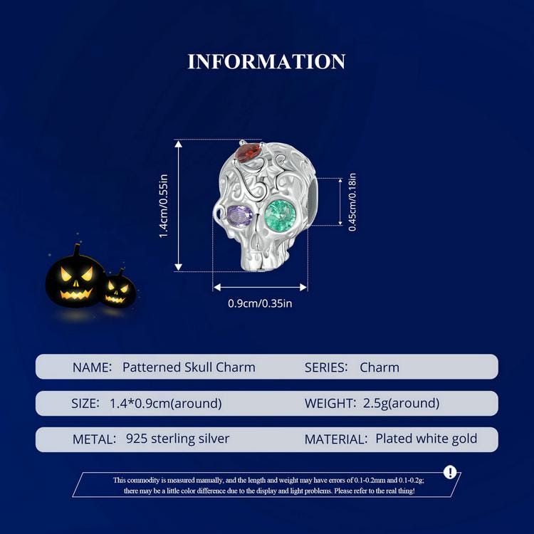 Patterned Skull Charm