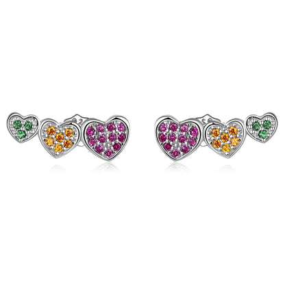 Multicolor Heart Stud Earrings