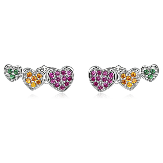 Multicolor Heart Stud Earrings
