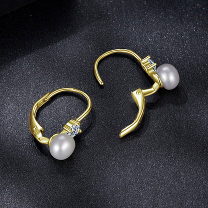 Pearl Accent Moissanite Spring Earrings