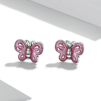 Pink Butterfly Stud Earrings
