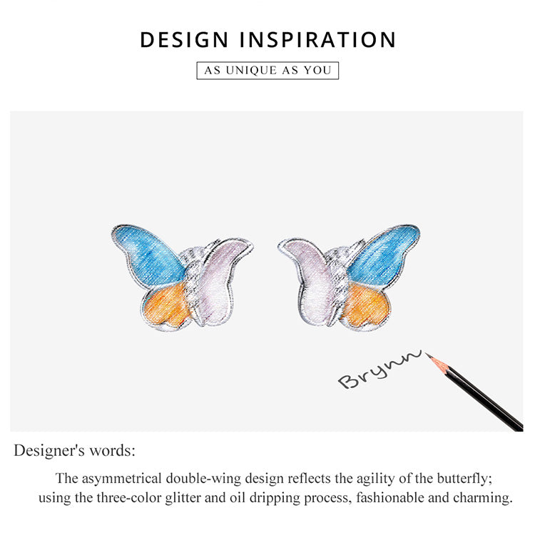 Tri-Color Butterfly Earrings