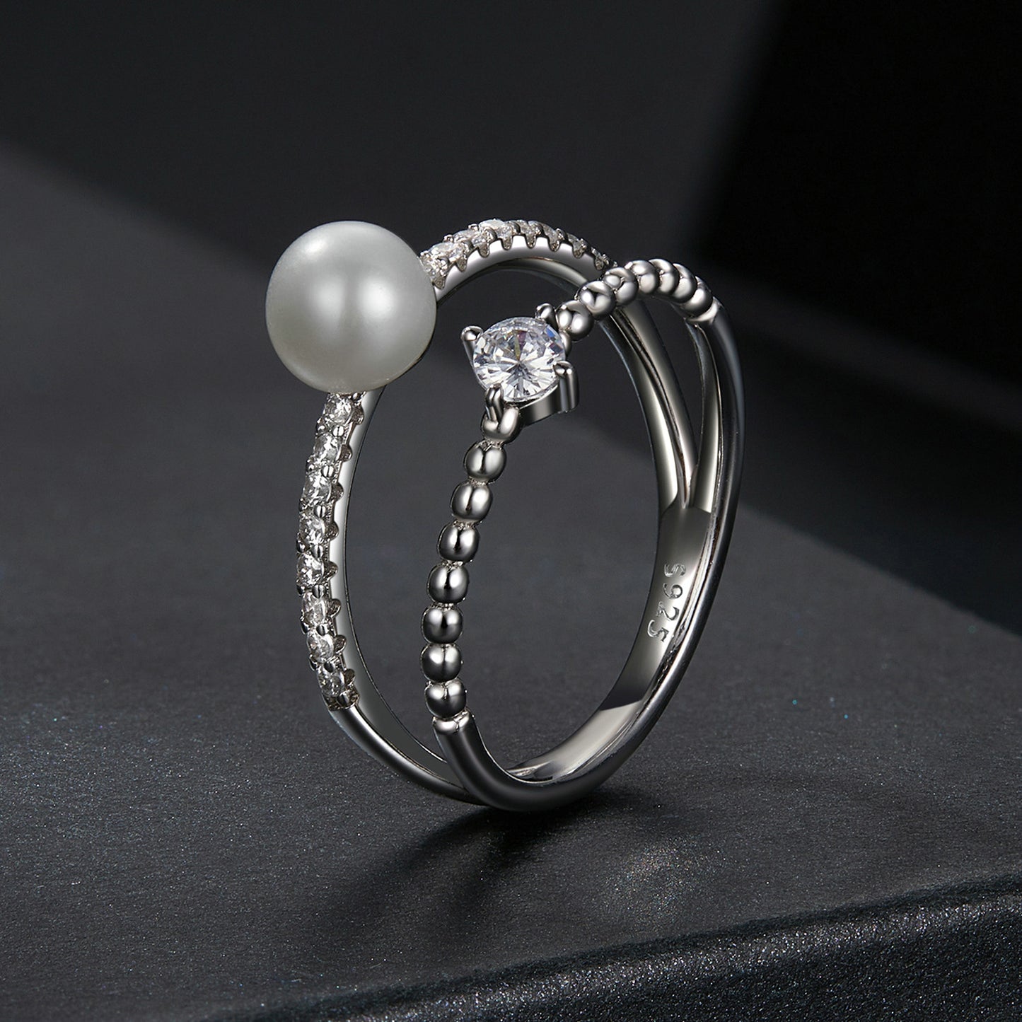 Pearl Moissanite Ring