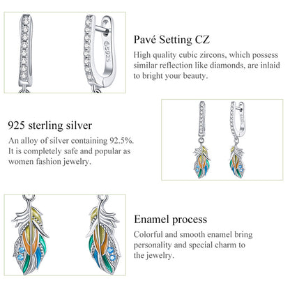 Colorful Feather Clip-On Earrings