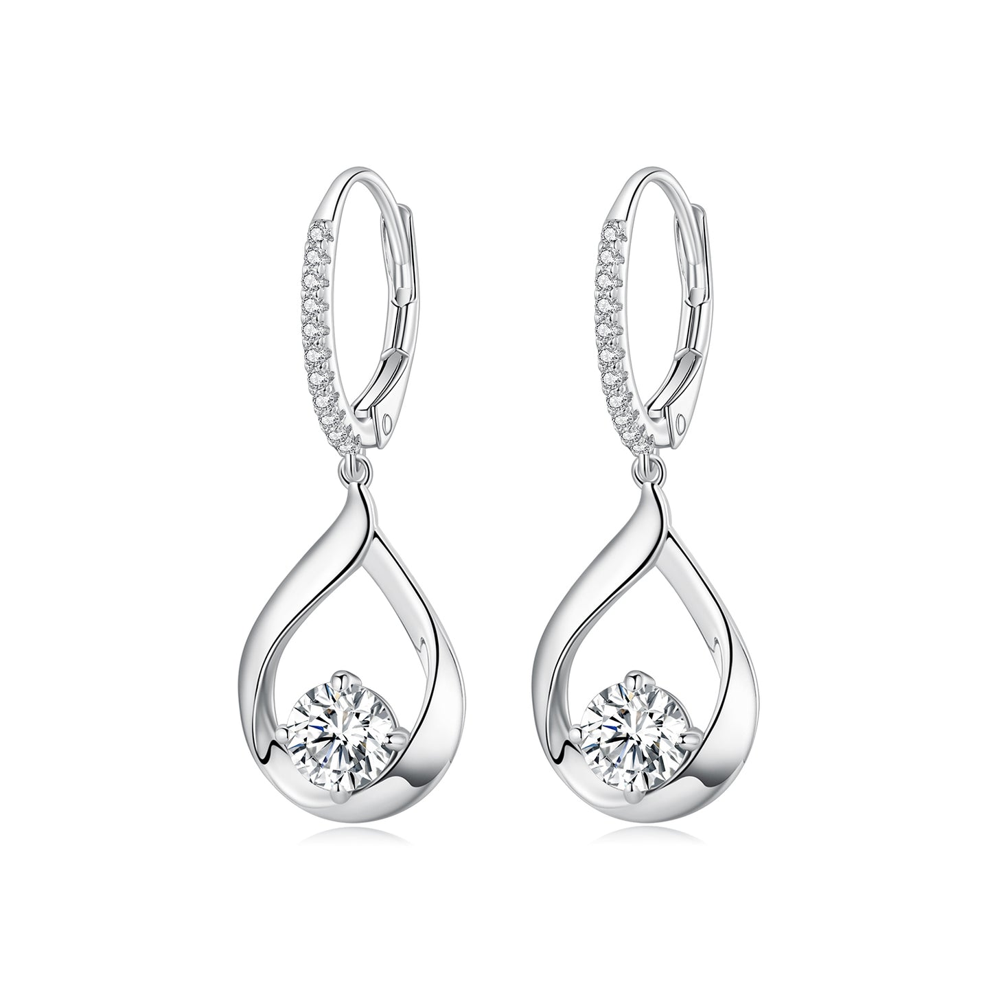 Teardrop Moissanite Spring Earrings
