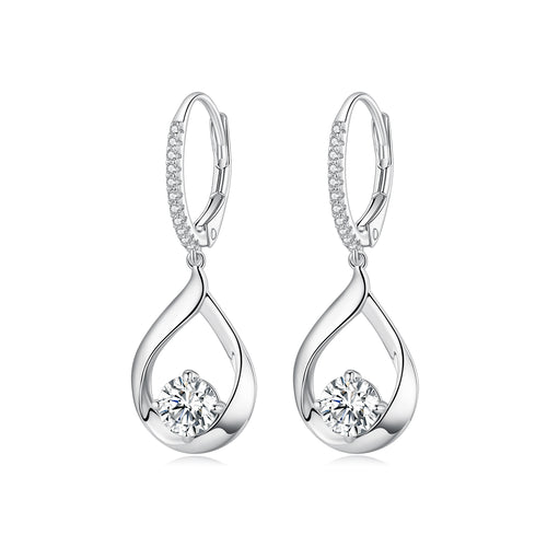 Teardrop Moissanite Spring Earrings