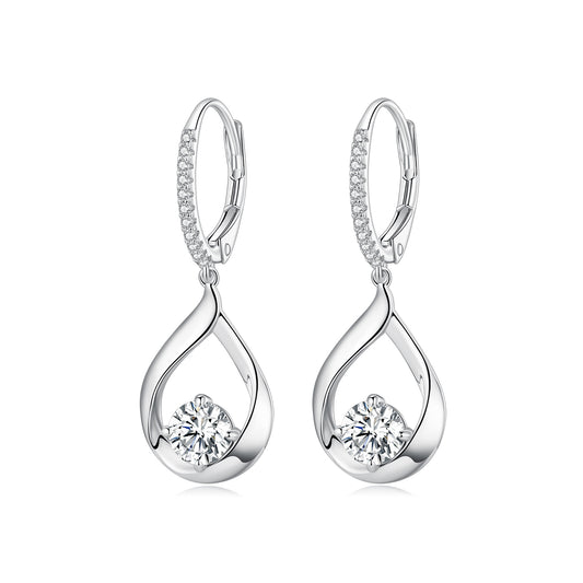 Teardrop Moissanite Spring Earrings