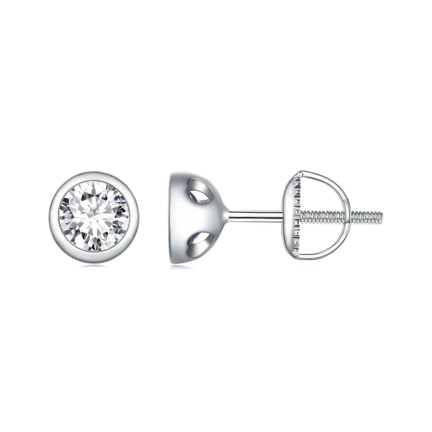 Bezel-Set Moissanite Studs