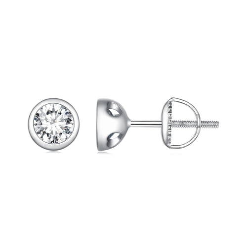 Bezel-Set Moissanite Studs