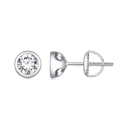 Bezel-Set Moissanite Studs