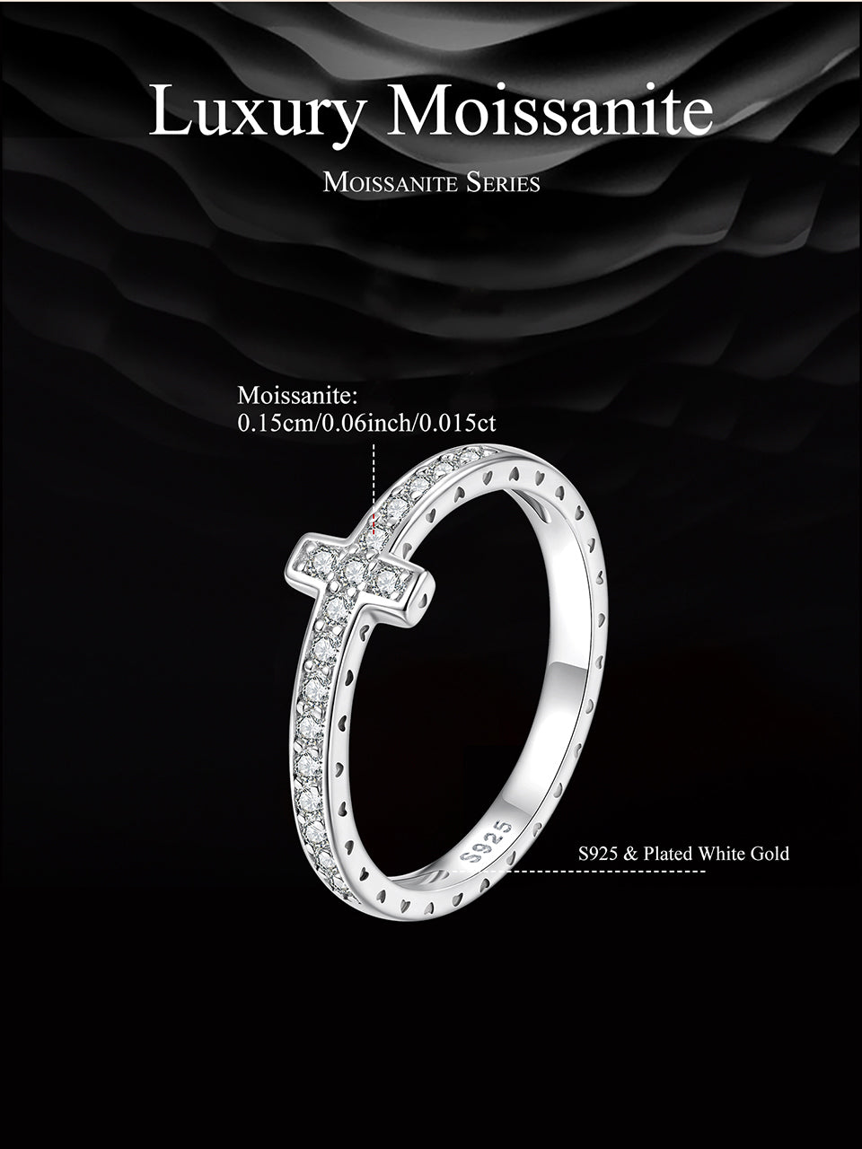 Cross Moissanite Ring