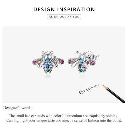 Iridescent Bee Stud Earrings
