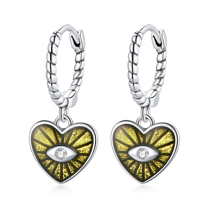 Heart Evil Eye Earrings