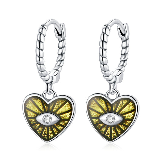 Heart Evil Eye Earrings