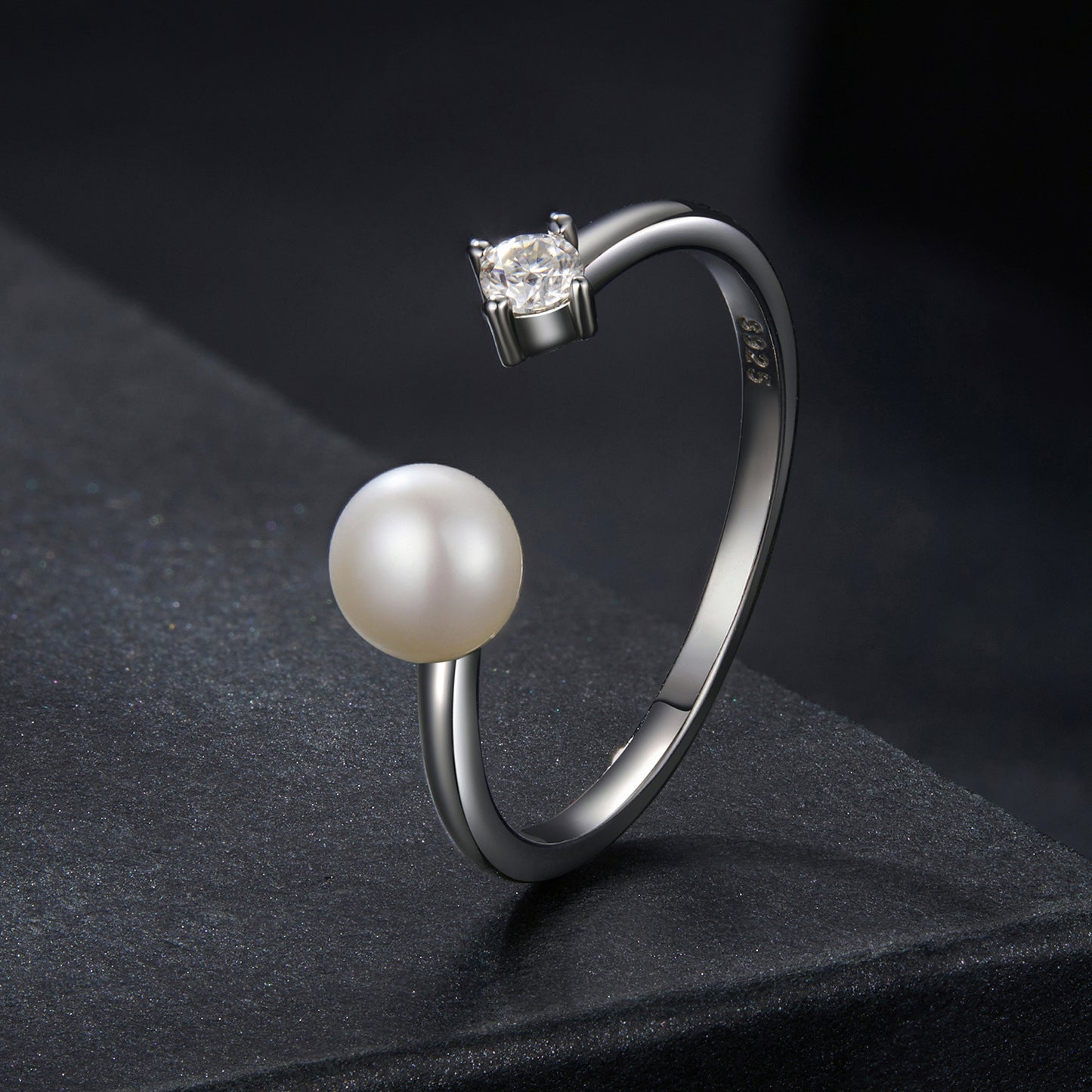 Pearl Moissanite Adjustable Ring