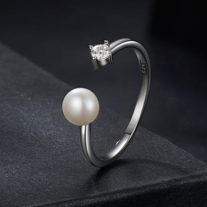 Pearl Moissanite Adjustable Ring