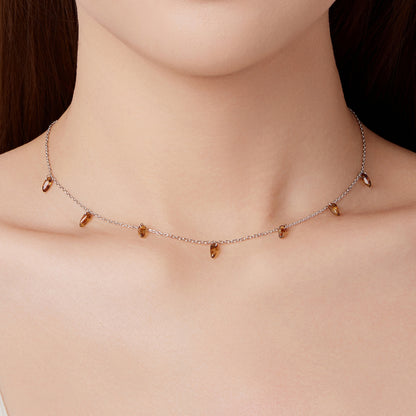 Amber Fringe Neck Chain Necklace
