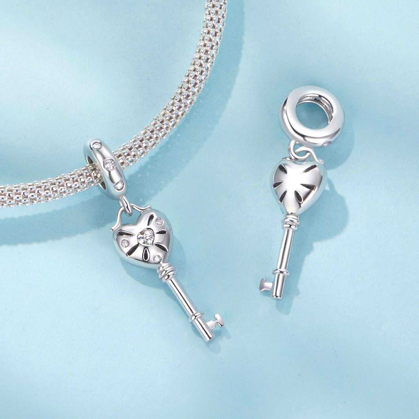 Heart Key Pendant Charm
