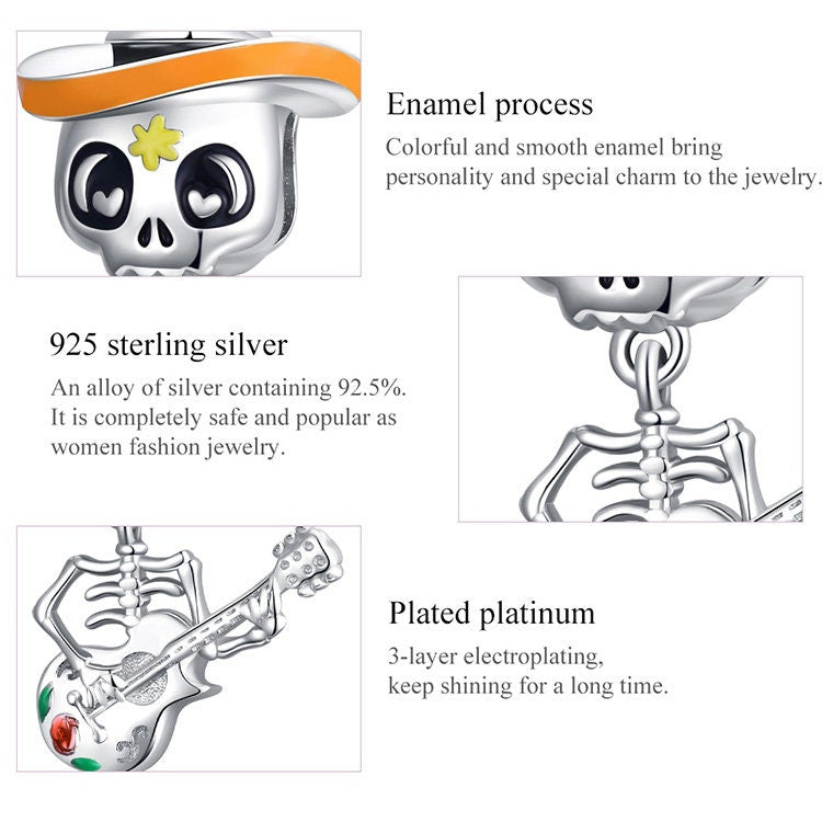 Halloween Theme Guitar Skull Charm