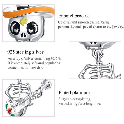 Halloween Theme Guitar Skull Charm