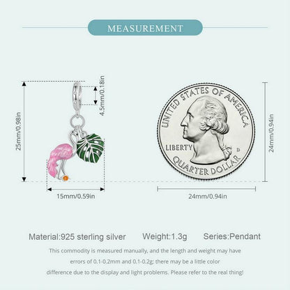 Flamingo Monstera Leaf Pendant Charm