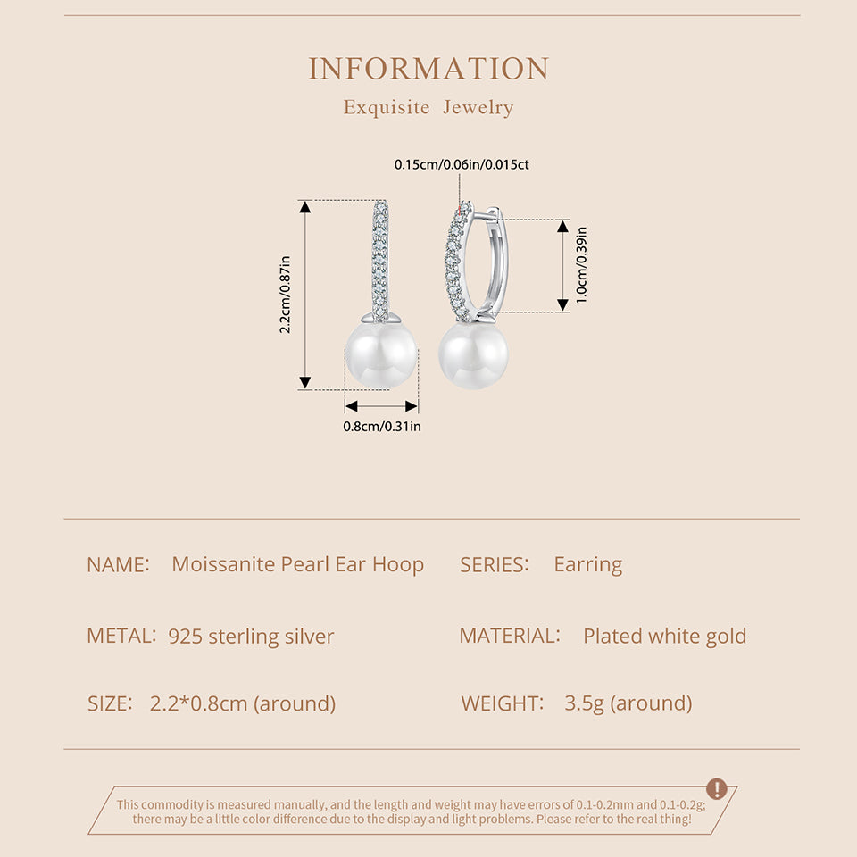 Moissanite Shell Pearl Ear Climbers