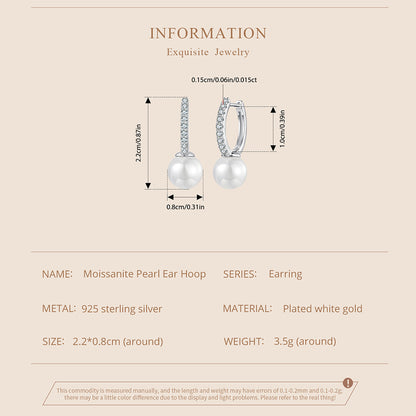 Moissanite Shell Pearl Ear Climbers