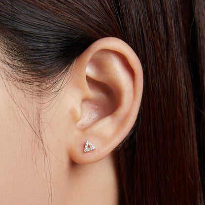Sparkling Triangle Stud Earrings