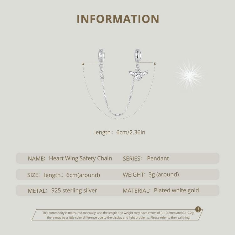 Heart Wing Safety Chain Charm
