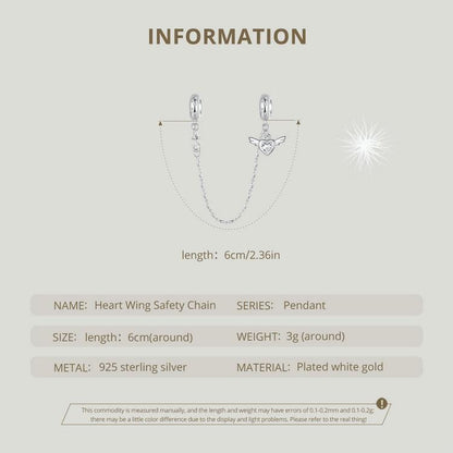 Heart Wing Safety Chain Charm