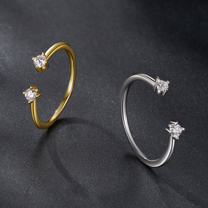 Elegant Moissanite Adjustable Ring - Gold