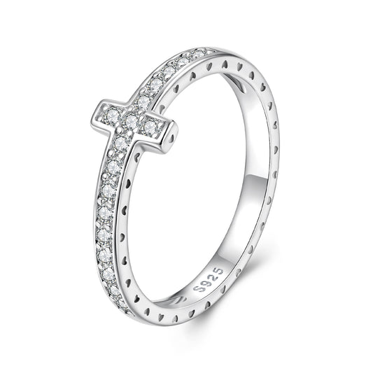Cross Moissanite Ring
