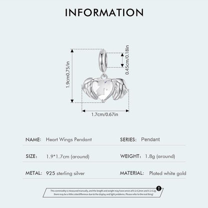 Heart Wings Pendant Charm