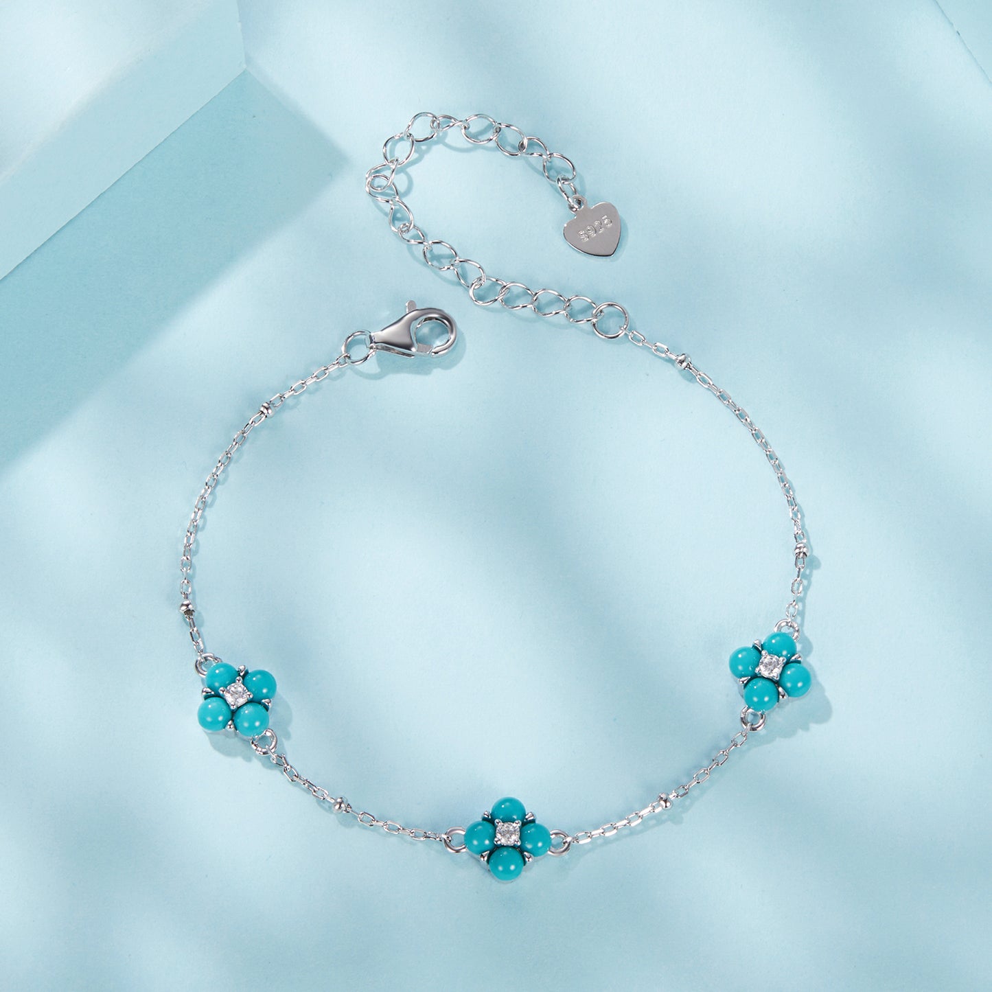 Turquoise Clover Charm Bracelet