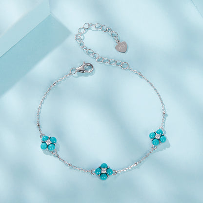 Turquoise Clover Charm Bracelet