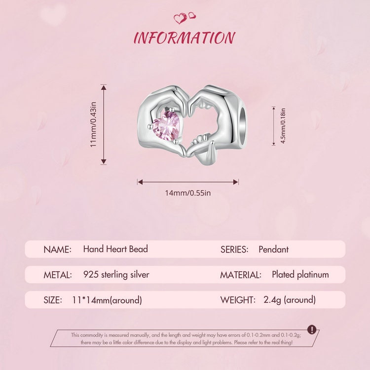 Hand Heart Bead Charm
