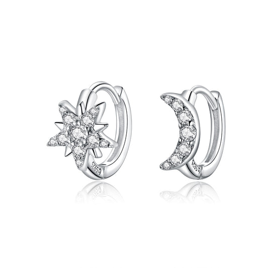 Star Moon Stud Earrings