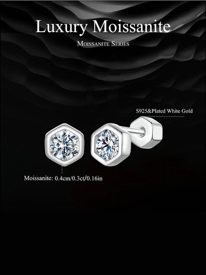 Hexagonal Classic Moissanite Studs