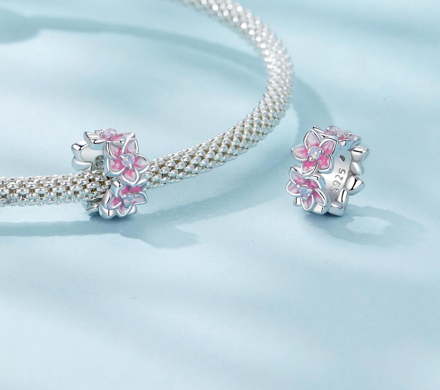 Cherry Flower Stopper Beads Charm