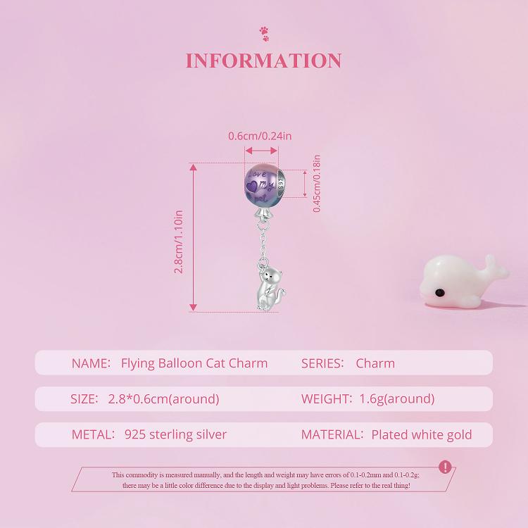 Flying Balloon Cat Charm