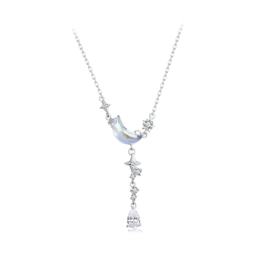 Moon and Stars Drop Necklace