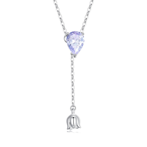 Purple Zircon Lily of the Valley Necklace