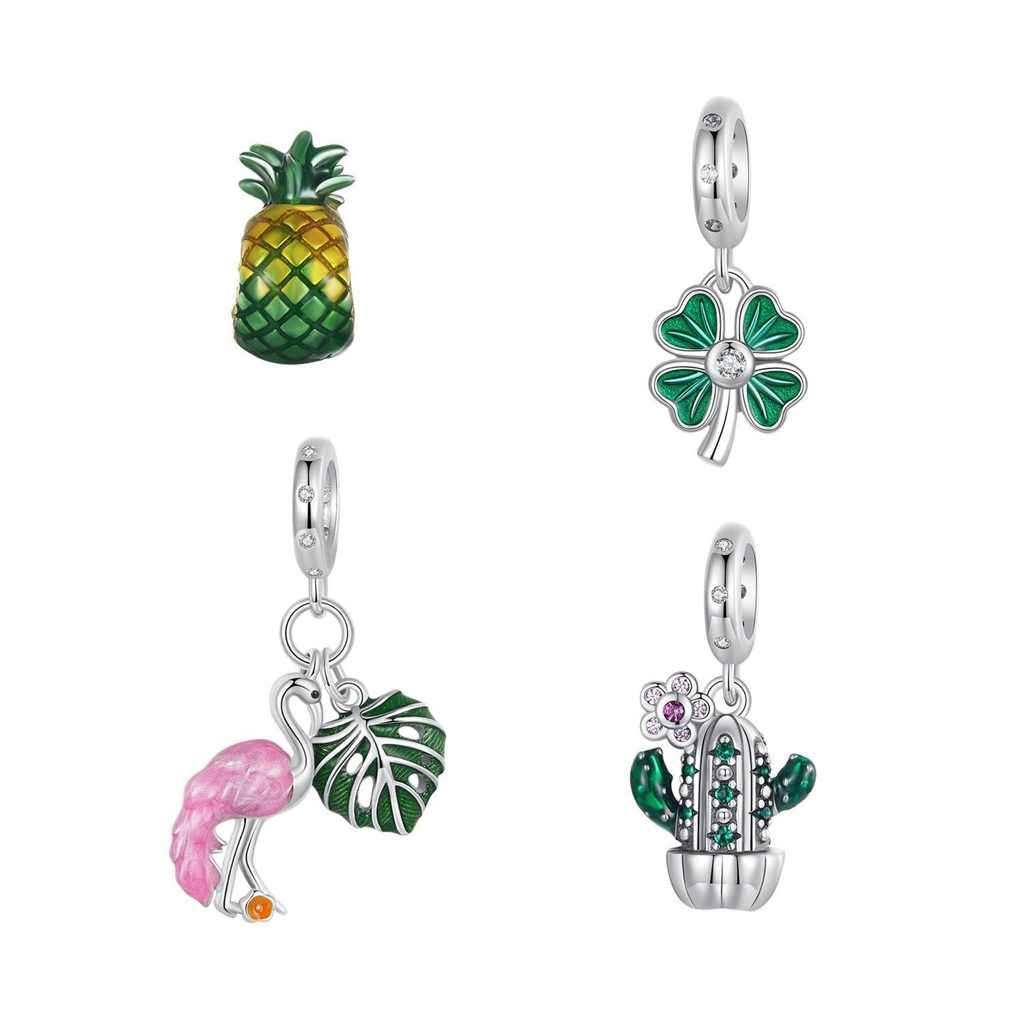 Flamingo Monstera Leaf Pendant Charm