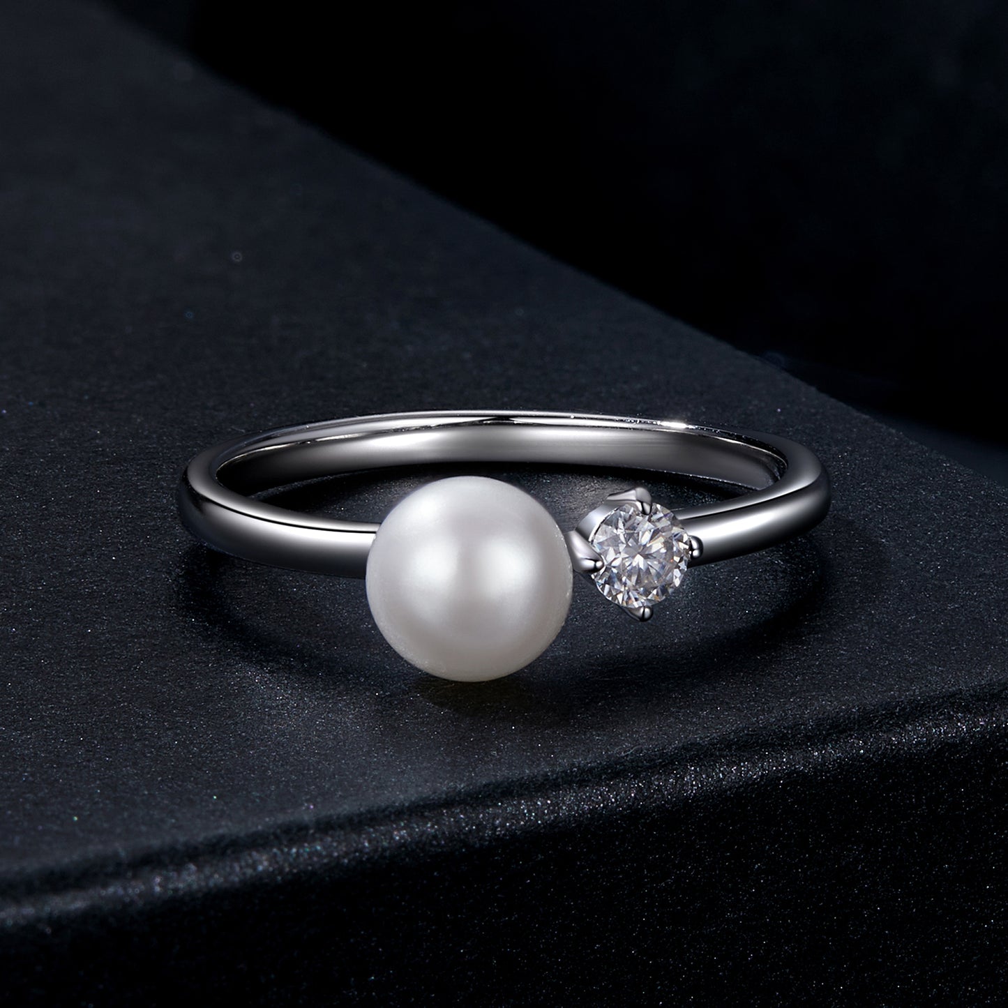 Natural Pearl Moissanite Ring
