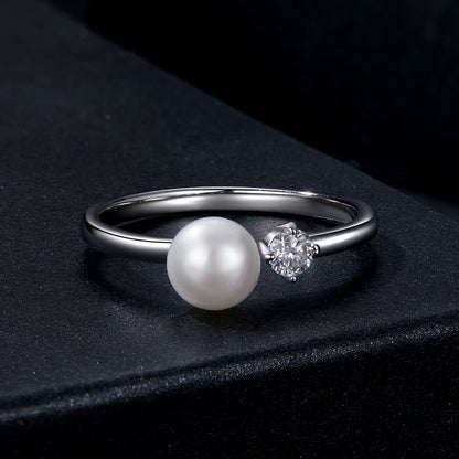 Natural Pearl Moissanite Ring