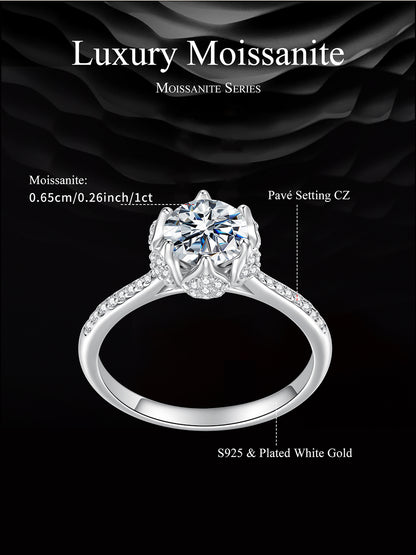 1CT Floral Moissanite Wedding Ring