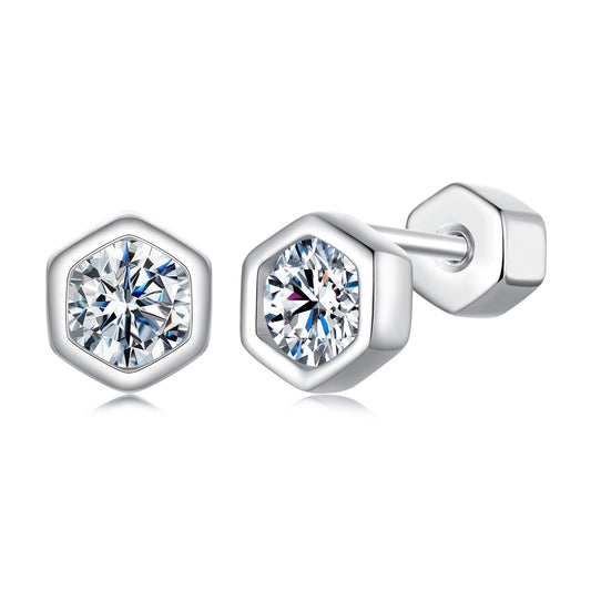 Hexagonal Classic Moissanite Studs