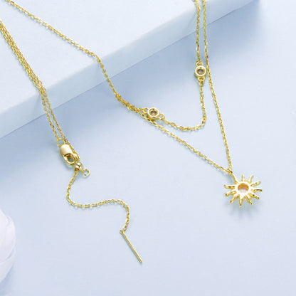 Opal Sun Double-Layer Necklace