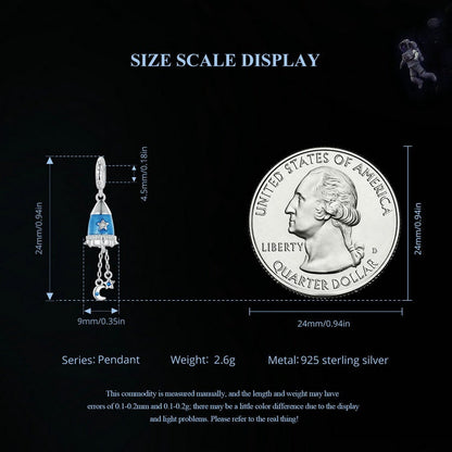 Moon-Star Rocket Pendant Charm