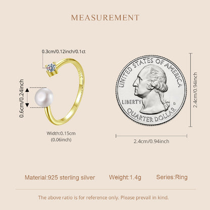 Pearl Moissanite Adjustable Ring